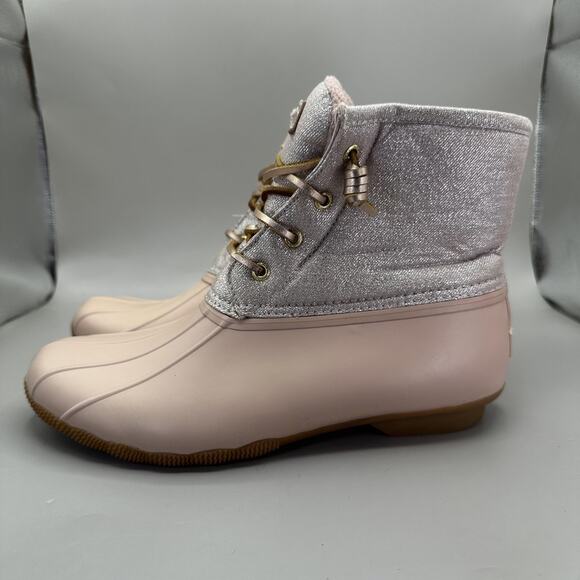 Sperry Duck Boots Womens Size 9.5 Pink Saltwater Winter Waterproof Rubber - Picture 2 of 9